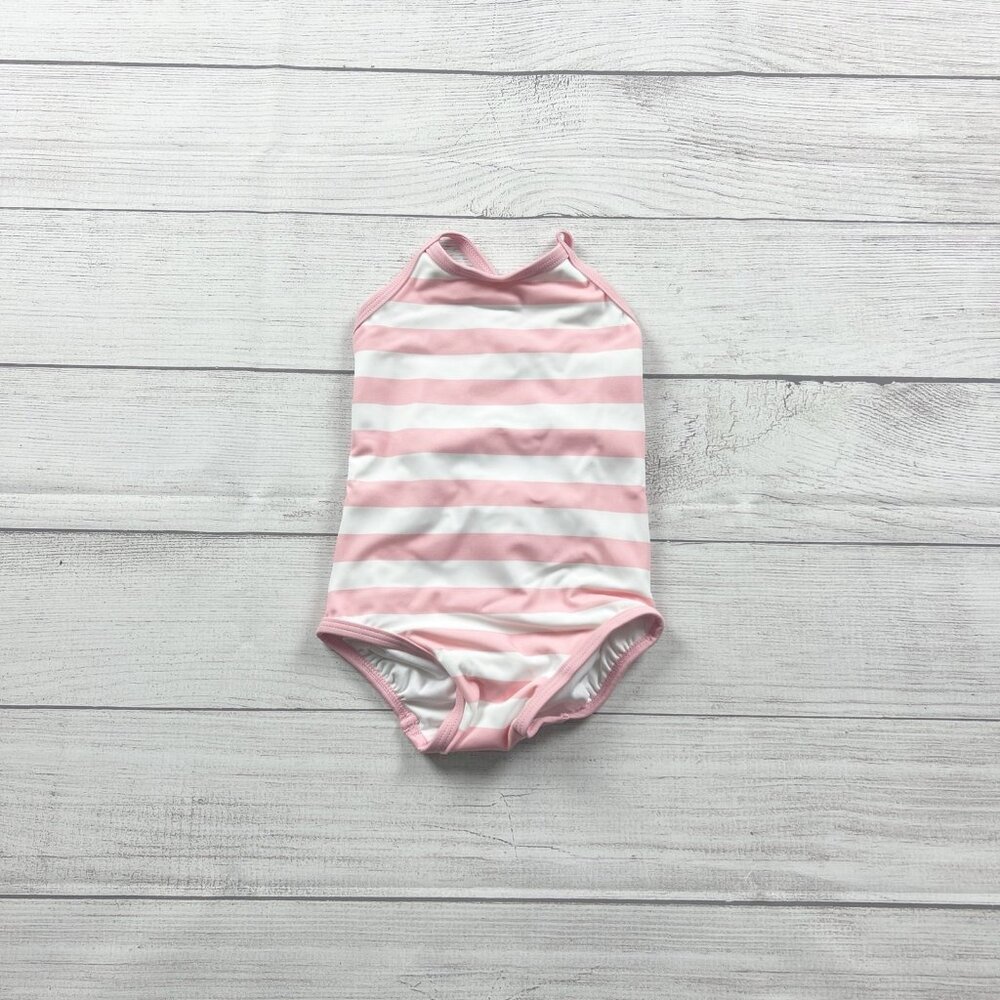 Hanna Andersson Toddler Girl One Piece Swimsuit Pink Striped NEW 18-24 Months
